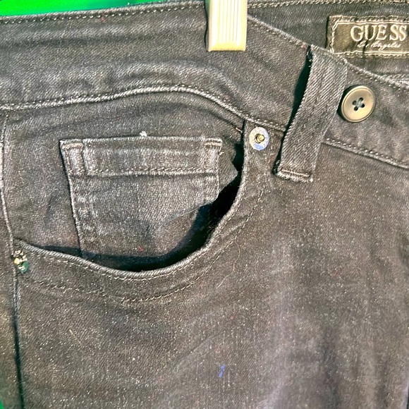 Size 29 Guess Skinny Jeans with Long Golden Zipper Back Legs - Picture 11 of 14